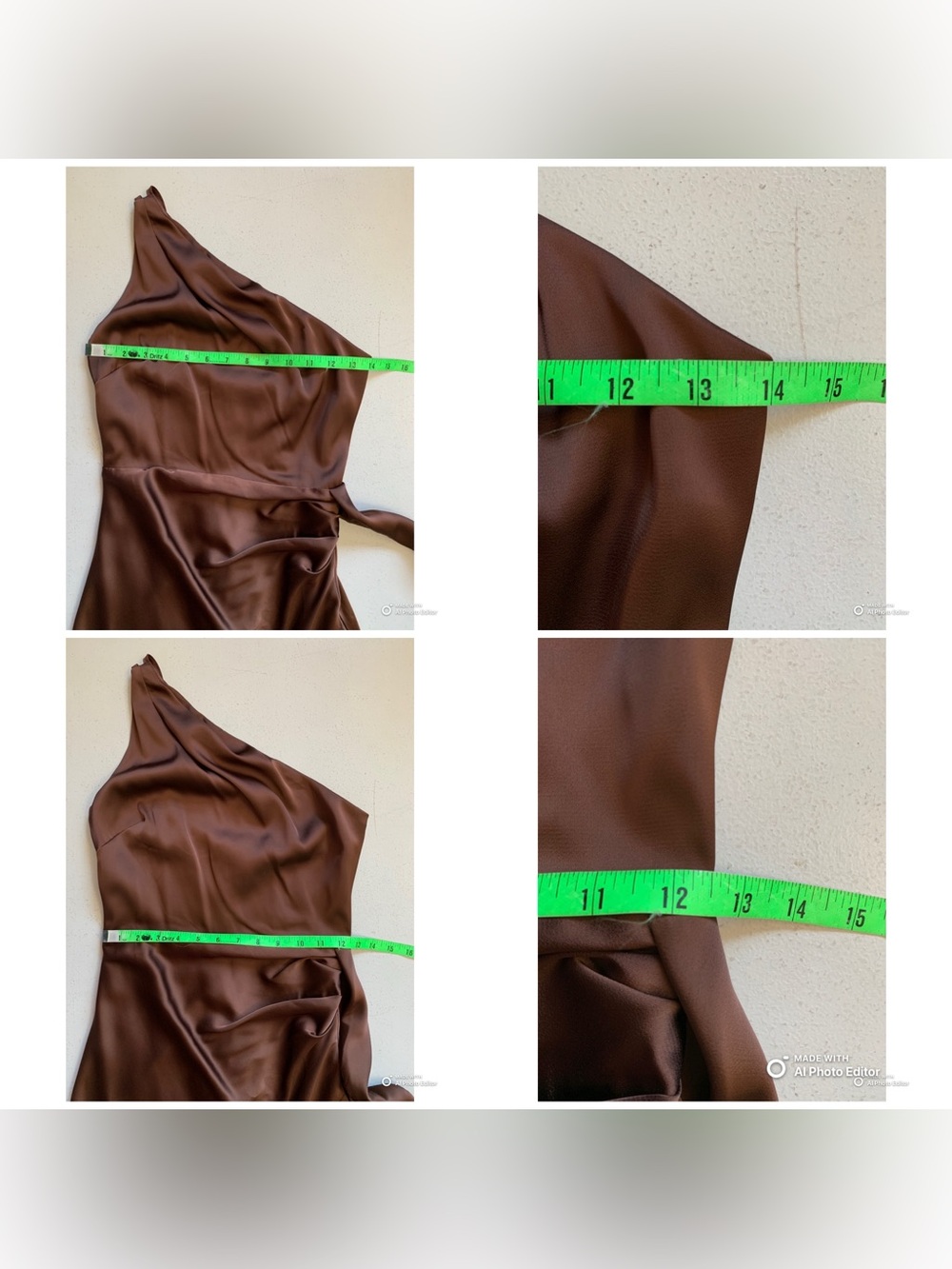 Lulus XS Signature Elegance Chocolate Brown Satin One Shoulder Maxi Dress NWT - Picture 16 of 17